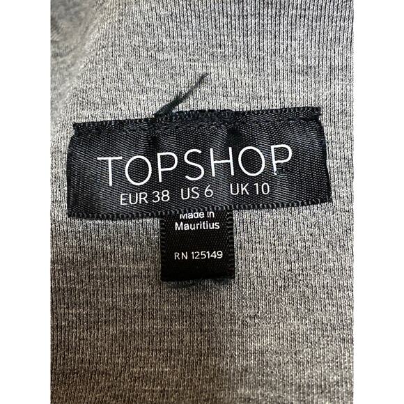 Topshop Women's Gray V-neck Zip Up Long Sleeve Peplum Coat Jacket Top Size M - Picture 3 of 4